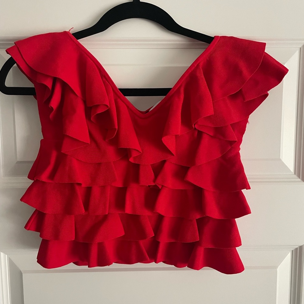 Red Ruffle Top